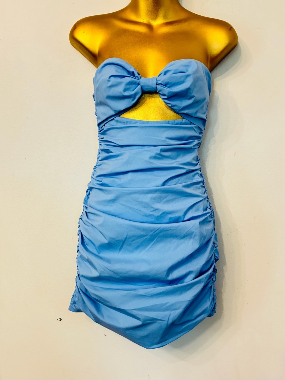 Lucy In The Sky Ruched Cutout Mini Dress – Blue Formal Party – Size S - Picture 4 of 6